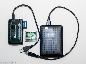 Memory card reader and external USB drive